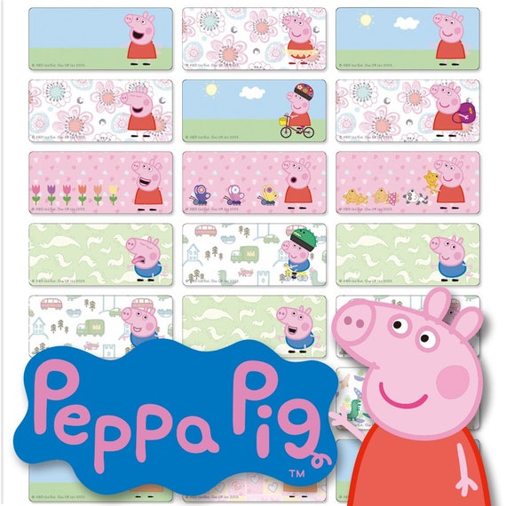 48/ 96 Peppa Pig Etiqueta de nombre personalizado Peppa Stickers Mediano 30  13 mm Apto para lavavajillas -  México