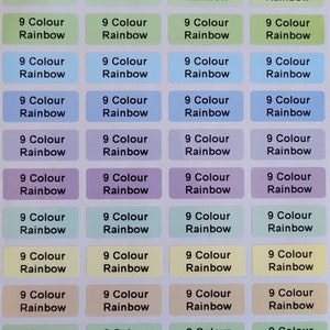 132 + 28 etiquetas adhesivas personalizadas con nombre y arcoíris de 9 colores GRATIS - Lápiz 22*0,9 mm Etiquetas aptas para lavavajillas