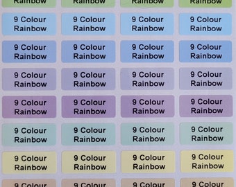 132 + 28 autocollants d’étiquettes personnalisés arc-en-ciel 9 couleurs GRATUITS - Crayon 22*09mm Étiquettes lavables au lave-vaisselle