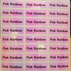132 pegatinas de nombre personalizadas con forma de lápiz de color rosa y arcoíris, de 29 x 0,9 mm, aptas para lavavajillas