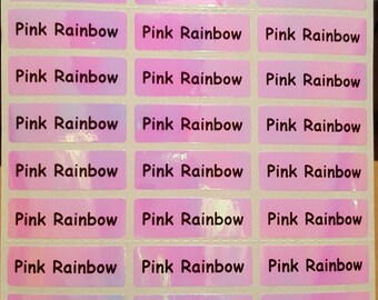 132 Small Pencil Pink Rainbow Personalised Name Label Stickers - Pencil 29*09mm Dishwasher Safe Labels