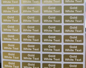 132 + 28 étiquettes personnalisées dorées (texte blanc) GRATUITES - Étiquettes lavables au lave-vaisselle 22 x 09 mm