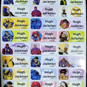 48/96 Etiquetas adhesivas con nombre personalizado de X-Men, etiquetas aptas para lavavajillas (30*13mm)