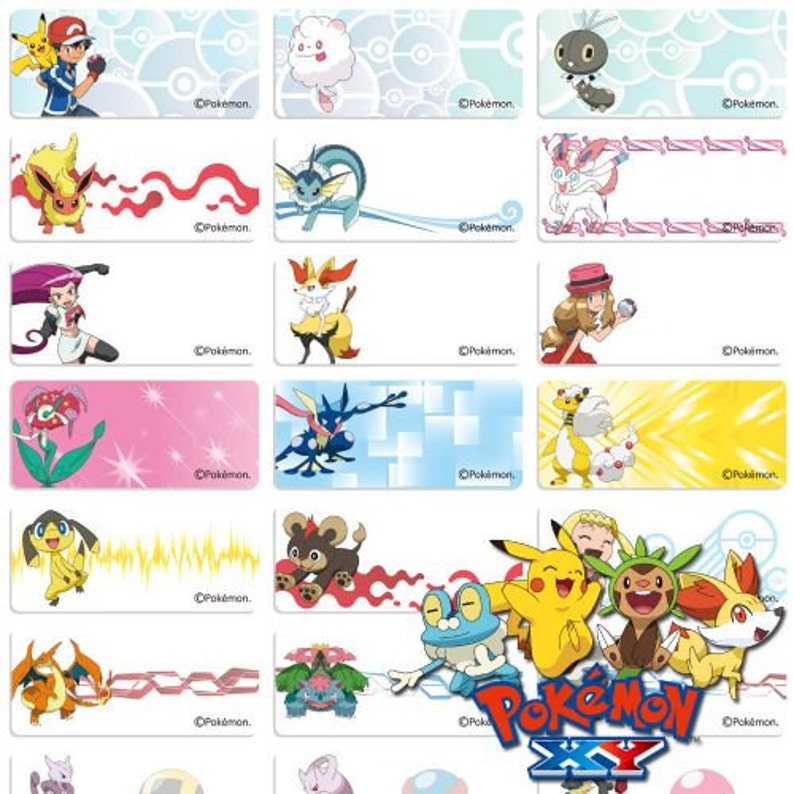 48/96 Pokemon GO Etiquetas adhesivas personalizadas con nombre 96 Med 3013mm Etiquetas aptas para lavavajillas imagen 2