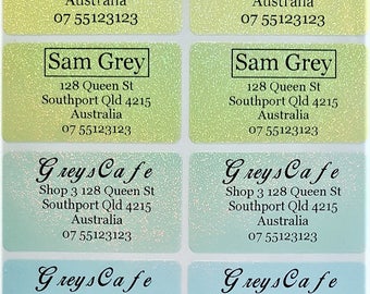 8 Colour Glitter Personalised Name / Address Label Stickers- XL (45*25mm) Dishwasher Safe Labels QTY 56 or 200