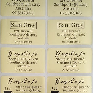 Etiquetas adhesivas personalizadas con nombre o dirección en color dorado - XL (45 x 25 mm) Etiquetas aptas para lavavajillas Cantidad: 56 o 200