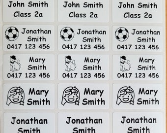 48 / 96+36 FREE Pearl White Personalised Name / School Label Stickers - Med (30*15mm) Dishwasher Safe