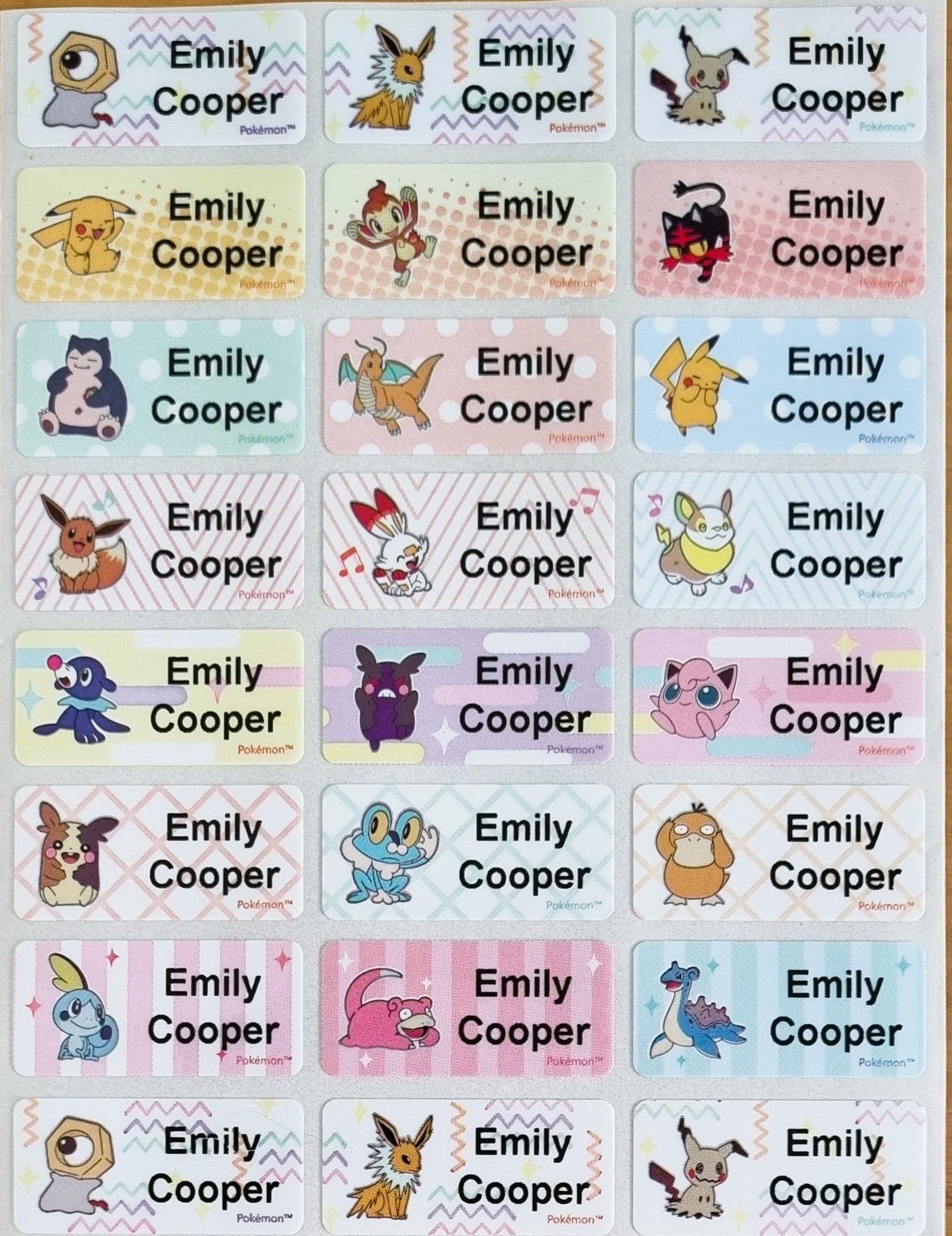 48/96 Pokemon Journey2023 Personalised Name Label Sticker