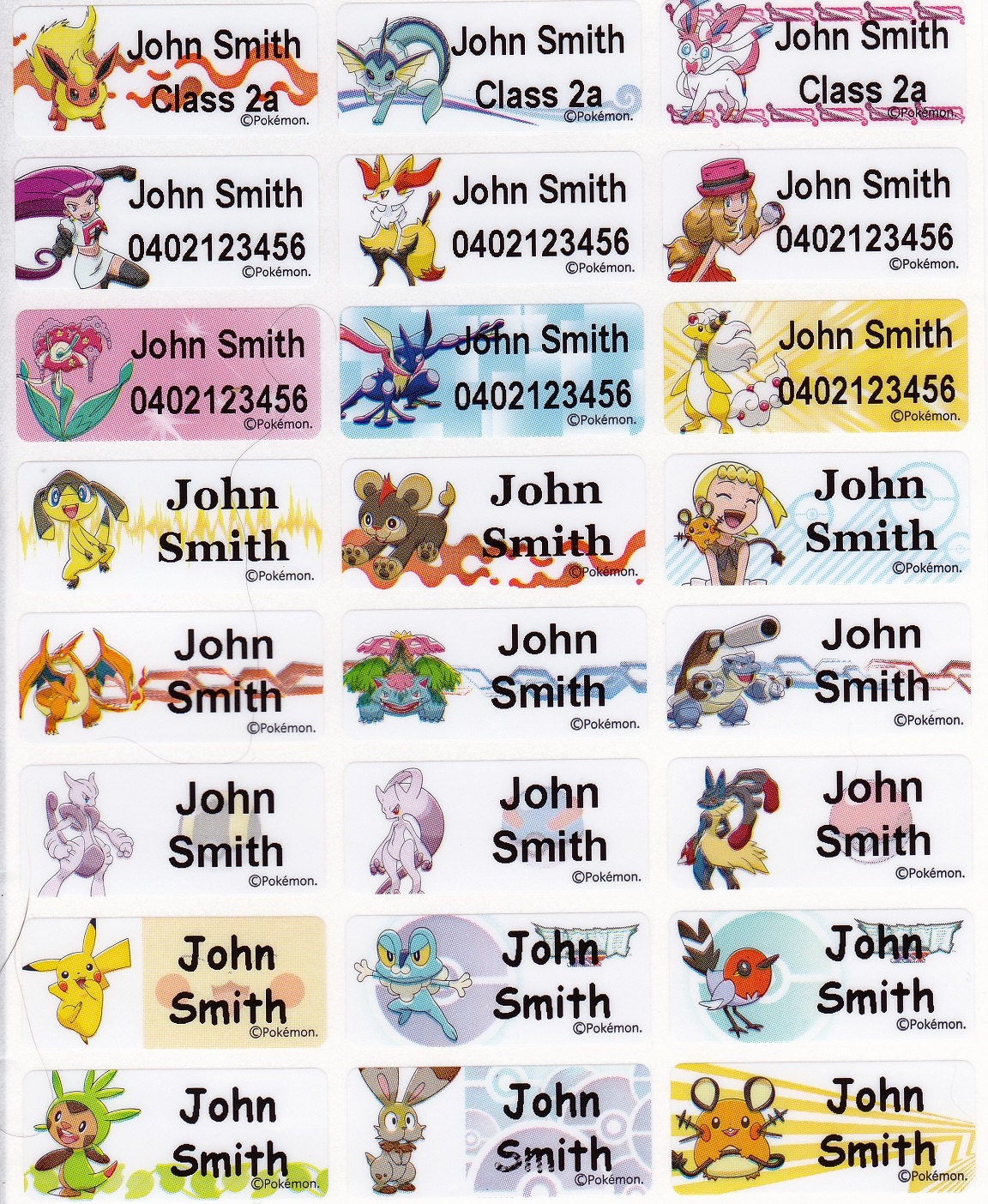 Pokémon Name Label Stickers - 36 designs + Your name – Petit Chou Gifts