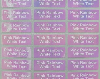 132 etiquetas adhesivas con nombre personalizadas de arcoíris rosa y lápiz pequeño, etiquetas aptas para lavavajillas de 29x09mm