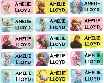 24 Round Personalized DISNEY FROZEN Property Stickers Name Tags School Labels 