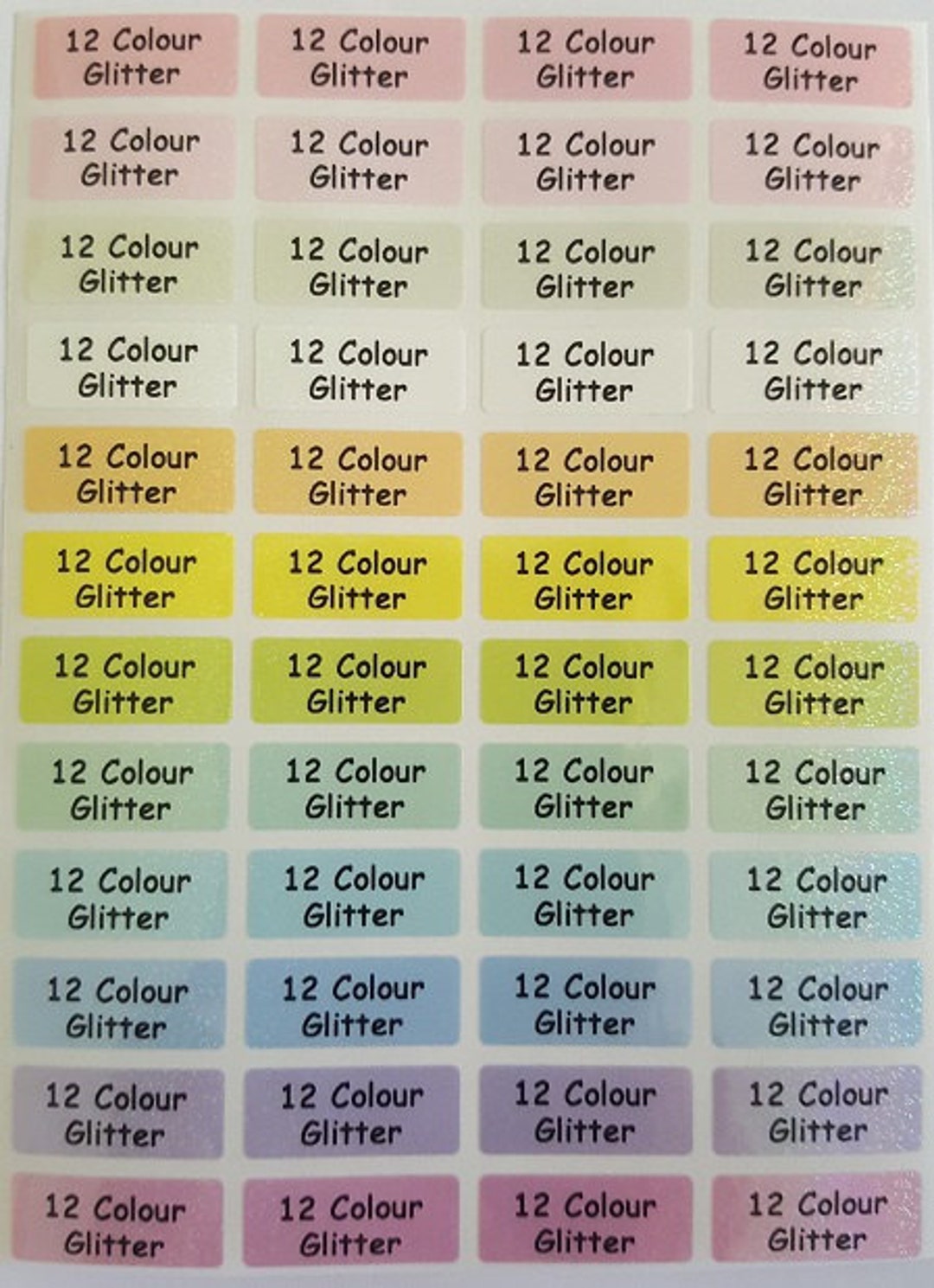 132 Mixed Colour Dogs Glitter Personalised Name Label Stickers Pencil  2909mm Dishwasher Safe Labels 