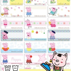 48 Peppa Wutz Namensetiketten zum Aufbügeln