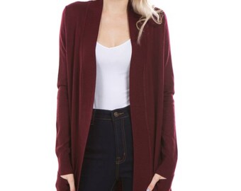 Wine Red Cardigan - Etsy
