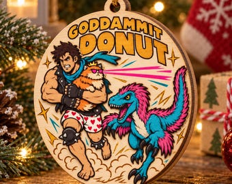 Goddammit Donut 2-Layered Ornament, Dungeon Crawler Carl Ornament, Princess Donut Xmas Ornament, LitRPG Tree Hanging Decor, DCC Bookish Gift