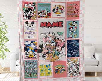 Mickey Characters Custom Name Blanket, Mickey Mouse And Friends Blanket, Disney Best Friends Blanket, Magical Disney Blanket For Kids,THA314