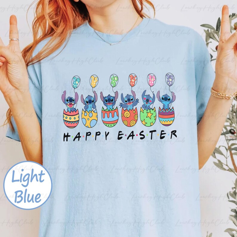 Stitch Happy Easter Day Sweatshirt, Cute Lilo Stitch Easter Eggs Shirt, Disney Spring Vacation Shirt, WDW Hawaii Family Easter Shirt, MYA737 bild 2