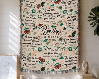 Personalized Kid Of God Blanket, Christian Bible Verse Blanket For Her, Inspiration Religious Family Gift, Mother's Day Granndma Mom Bedding