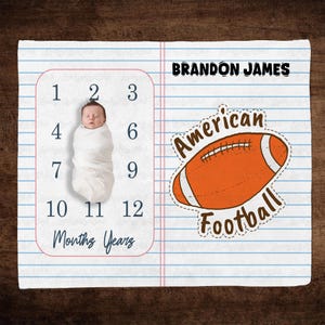 Custom American Football Baby Blanket, Football Baby Shower Blanket, Custom Sports Baby Name Blanket, Football Lovers Baby Boy Gift Blanket