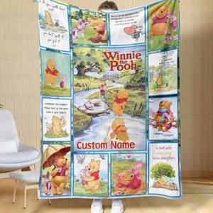 Retro 90s Winnie The Pooh Custom Blanket, Pooh Bear & Friends Blanket, Tigger Piglet Eeyore Throw, Disney Birthday Baby Kids Blanket,MYE961