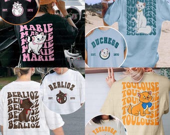 Disney The Aristocats Est 1970 2 Sided Shirt, Marie Duchess Berlioz Toulouse Cat, Cute Disney Cats Shirt, Disneyland Family Trip 2026 Shirt