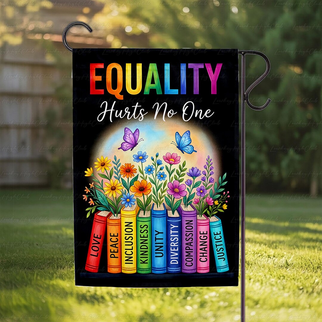 Equality Hurts No One Flag, LGBTQ Pride Bookshelf Garden Flag, Colorful ...