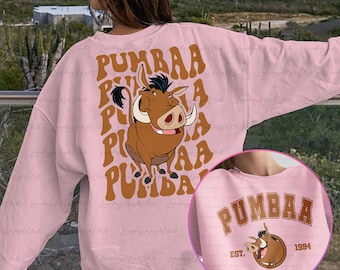 Disney Pumbaa Lion King 2 Sided Sweatshirt, Lion King Characters, Hakuna Matata, Animal Kingdom, Safari Mode Matching, Pumbaa Birthday Shirt