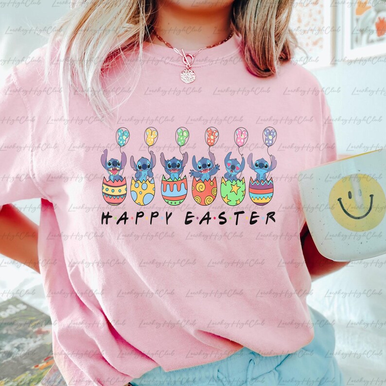 Stitch Happy Easter Day Sweatshirt, Cute Lilo Stitch Easter Eggs Shirt, Disney Spring Vacation Shirt, WDW Hawaii Family Easter Shirt, MYA737 bild 6
