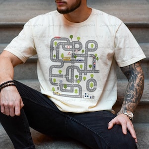 Car Track Tired Dad Shirt, Tired Dads Club Father’s Day Shirt, Interactive Car Track Play Mat Shirt, Dad Gifts With Road Race Shirt, VTA823