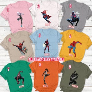 Customized Superhero Spider Verse Shirt, Spider Comic Characters Shirt, Spiderman Birthday Shirt, Amazing Spider Gwen Venom Slik, MTA464