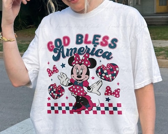 Disney Minnie God Bless America Shirt, Minnie 4th Of July Shirt, Vintage Mickey 250th Religious Shirt, Disneyland Patriotic Christians Shirt