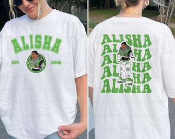 Pixar Lightyear Alisha 2 Sided Shirt, Lightyear Movie Characters Alisha Shirt, Buzz Izzy B Zurg SOX, Disney Toy Story Series Shirt, NVA263