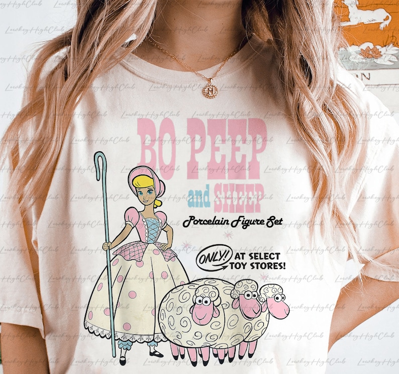 Bo Peep and Sheep Toy Story Shirt, Toy Story Charactres Group, Retro Bo Beep & Sheep Advertisement Shirt, Toy Story 4,Birthday Toy Story Tee image 1