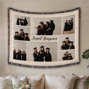 Personalized Throw With Graduation Photos And Name, Graduation Photo Blanket, Congrats Graduate Blanket, Graduation Gift For Him Her, MYJ149
