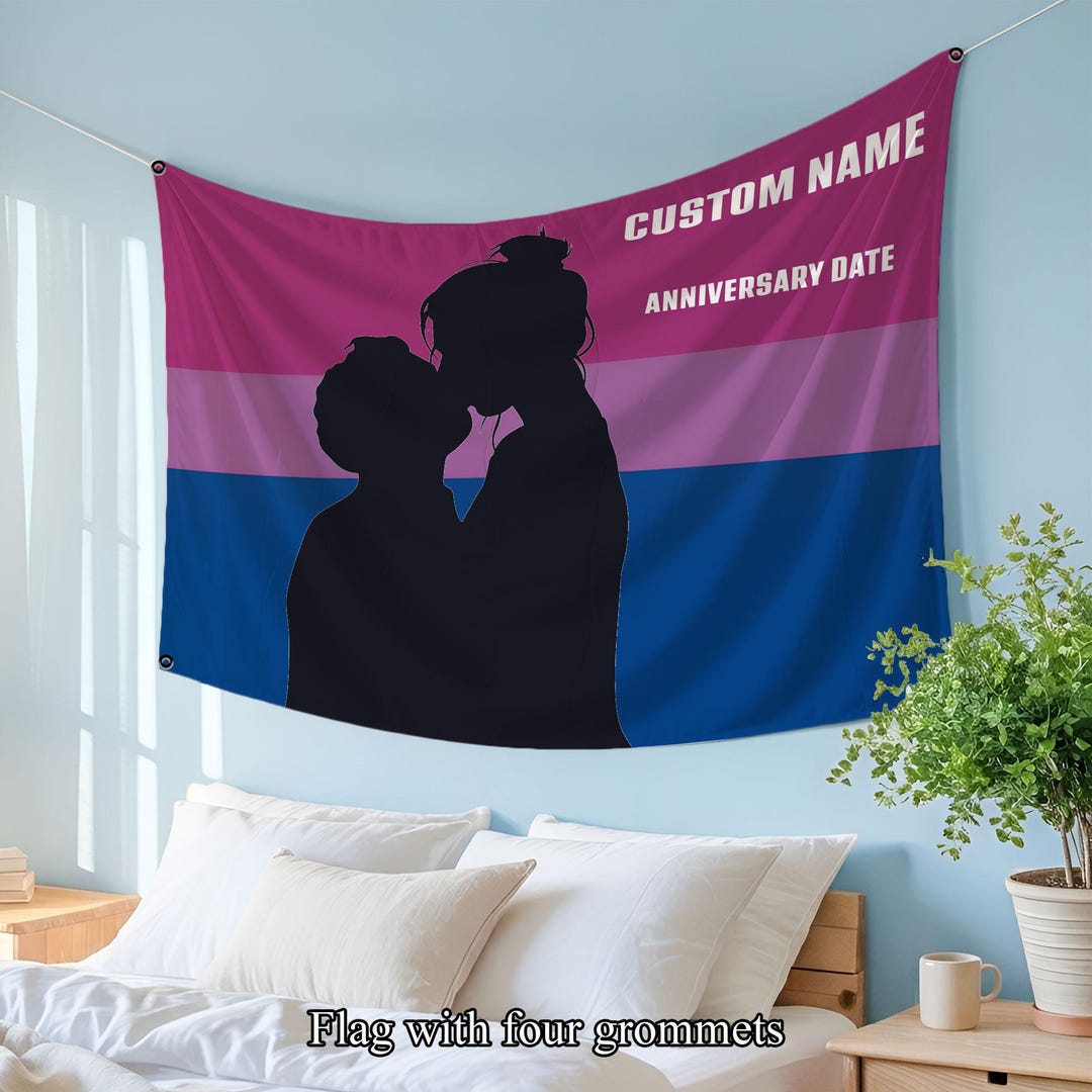 Personalized Bisexual Pride Flag, Custom Bi Couple Photo Anniversary ...