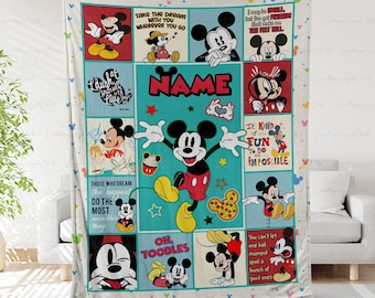 Cute Mickey Mouse Blanket Persoanlized, Mickey Mouse Disney Blanket, Disney Character Throw For Kids, Mickey Mouse Baby Shower Gift, THA315