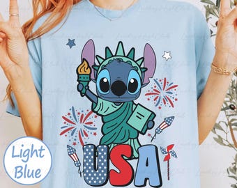 Vintage Stitch USA Independence Day Shirt, Disney Usa 4th Of July Shirt, Stitch Lilo Freedom 2025 Shirt, Magical Freedom Trip Shirt, MYG359