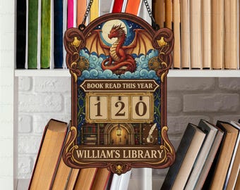 Personalized Library Sign For Book Fans, Fantasy Dragon Book Read Tracker, Books Read This Year Decor, Custom Gift For Book Lovers, MYL171