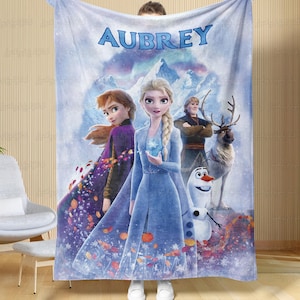 Disney Frozen Elsa Custom Name Blanket, Frozen Elsa Anna Birthday Blanket, Disney Princess Birthday Gift Blanket, Elsa Kids Blanket, MYE914