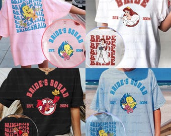 Little Mermaid Married Shirt, Ariel Bride Squad Shirt, Happiest Bride Ariel Shirt, Bridesmaid Disneyland Tee, Bachelorette Day Tee, MYA282