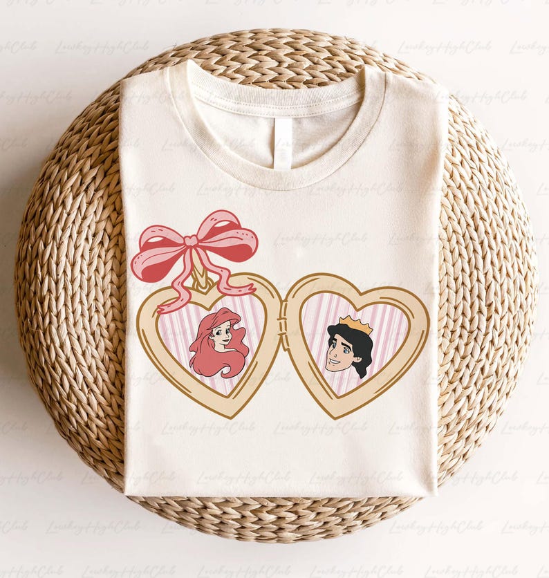 Disney Princess Ariel & Eric Valentines Shirt, Little Mermaid Heart Locket Shirt, Disney Valentine's Bows Shirt, Disney Family Trip, MYD287 bild 5