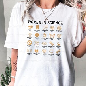 Retro Women In Science Shirt, Vintage Science Symbols Shirt, Minimalist Stem Graphic Tee, Space Biology Physics Chemistry Shirts, VTB261