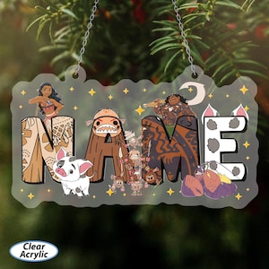 Princess Moana Customized Characters Ornament, Disney Moana Ornament, Princess Kids Name Ornament, Baby Shower Birthday Girl Ornament,VTB346