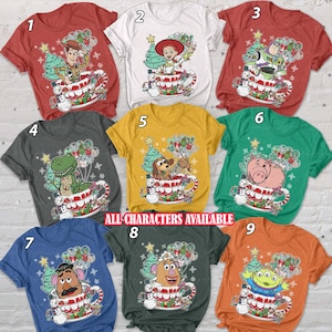 Christmas Toy Story Tea Cup Shirt, Disney Buzz And Woody Xmas Shirt, Toy Characters Party Kid Shirt, Pixar Holiday Boy Girl Outfits, BYA125
