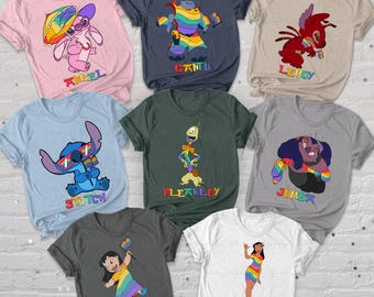 Lilo And Stitch Rainbow Shirt, Disney LGBTQ+ Ally Stitch Friends Shirt, Love Wins Gay Lesbian Bi Support Shirt, Angel Jumba Pleakley Gantu