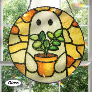 Greenhouse Cute Ghost Suncatcher, Ghost Plant Garden Window Hanging, Halloween Ghost Home Decor, Plant Lovers Gift, Gift For Mom Her, MYJ351