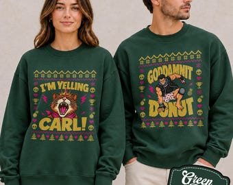 Dungeon Crawler Couple Sweatshirt, Ugly Christmas Matching Sweater, Goddammit Donut Holiday Tee, I'm Yelling Carl Shirt, LitRPG Reader Gift