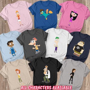 Phineas & Ferb Cartoon All Team Shirt, Phineas And Ferb Characters Shirt, Candace Perry Dr Heinz Isabella Jeremy, Epcot Family Shirt, THA114