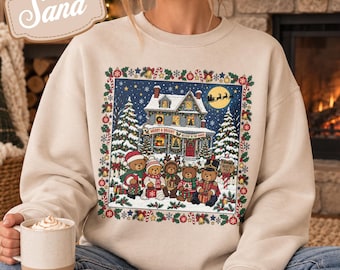 Retro Bear Christmas Sweatshirt, Merry Christmas Bears Shirt, Vintage Christmas Bear Tee, Cute Winter Bear Tshirt, Holiday Gift For Her