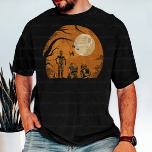 Vintage Droids Halloween Shirt, Star Wars Halloween Shirt, Death Star Portrait Shirt, Funny Galaxy Halloween Shirt, Disney Star Wars Shirt